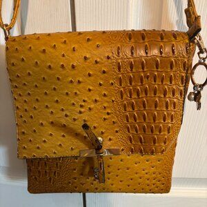 Unbranded Faux Ostrich Leather Look Shoulder Bag 10x10; Gold